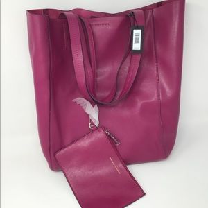 Banana Republic Fuchsia Leather Tote with Wristlet